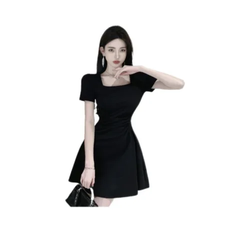 TONYBEAR Черные Женские Короткие Платья с Короткими Рукавами