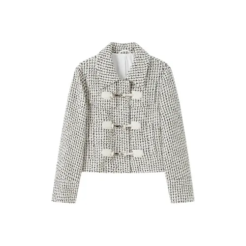 Devanro Классический черный Белая клетка Женские Короткие пальто