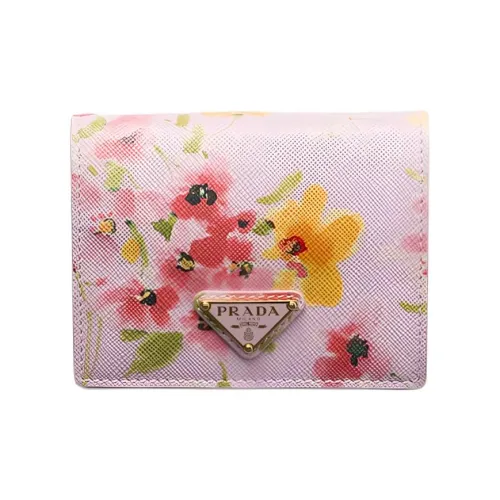 PRADA Saffiano Телячья кожа Кошелек Маленький Женские Снежинка Гипс Пудра