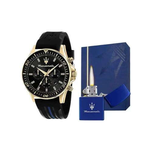 Maserati Кварцевые наручные часы механизм искусственная кожа ремешок 44 мм черный циферблат унисекс
