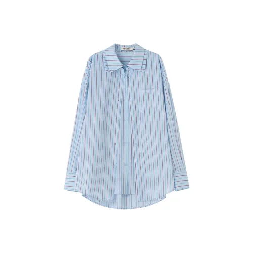 SOON FLOWER Синие Красные Полосы Женские Рубашки