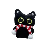 Черный шарф с ниткой и бусинами, красно-белый