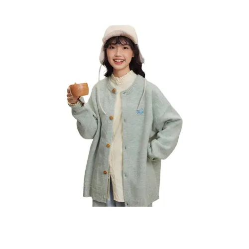 GORGEOUSIDEA Светло-зеленый кардиган женский трикотаж