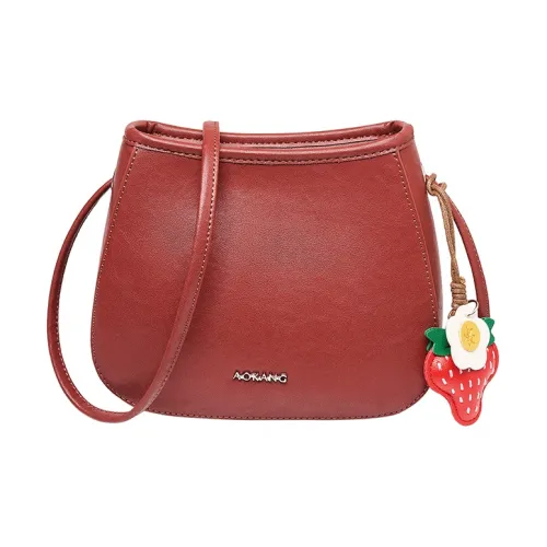 AOKANG Растительное дубление Коровья кожа Подмышечный Сумка на плечо Женские Кирпично-красный Классический черный