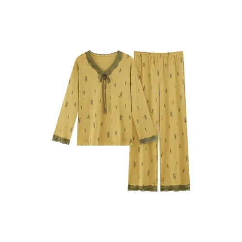 MADALLO Зеленый Желтый Женские Пижамные Комплекты