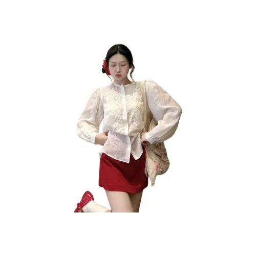 REMOULD Вышивка Рубашка + Красная Юбка Женские Комплекты с Юбкой