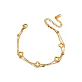 Браслет с вырезом в форме четырехлистного клевера [Золото]