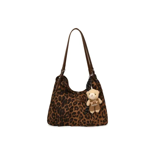 Champion Cub ПУ (полиуретан) Сумка-тоут Сумка через плечо Женская с леопардовым принтом Хаки Коричневый