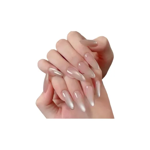 XUNQIANSE Элегантность Флиртование Светло-бежевый False Nail Стикер Миндаль Телесный Однотонный Кошачий глаз