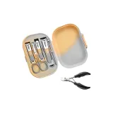 Jinda Day Красота | Серо-желтый градиент, отделка для ногтей, защитный, 6 шт, набор + кусачки для ногтя