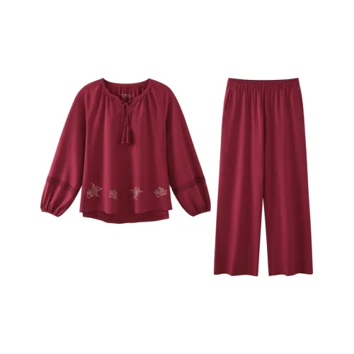 Jingyun Бургунди Женские Пижамные Комплекты