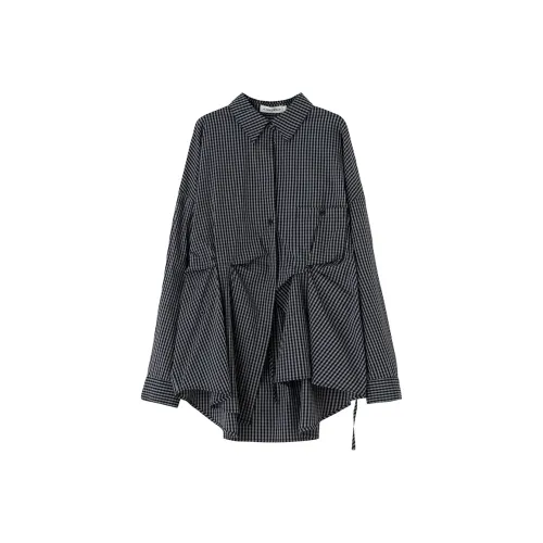 SOON FLOWER Черно-белая клетка Женские Рубашки