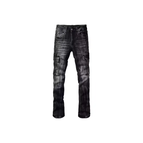 NRXX Мужская одежда American Luxury Streetwear Bootcut MULTI Pocket Slim Fit Elastic Jeans Teenagers Students Men's