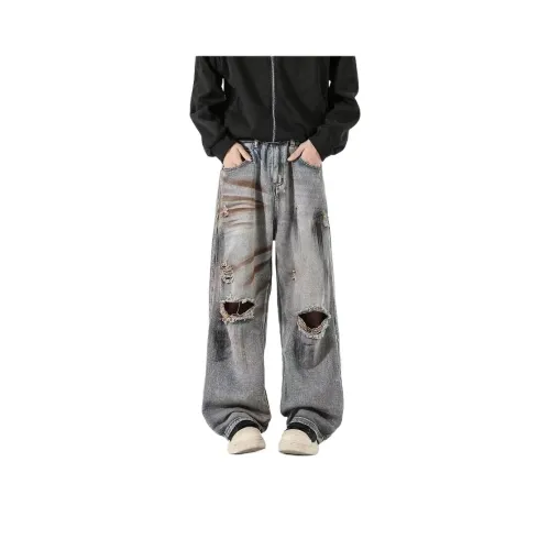 AMBER LIGHT Серый Унисекс Джинсы