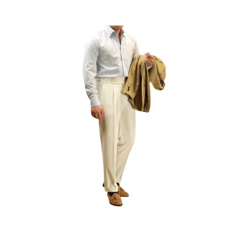 Бумажно-белый мужской костюмные брюки