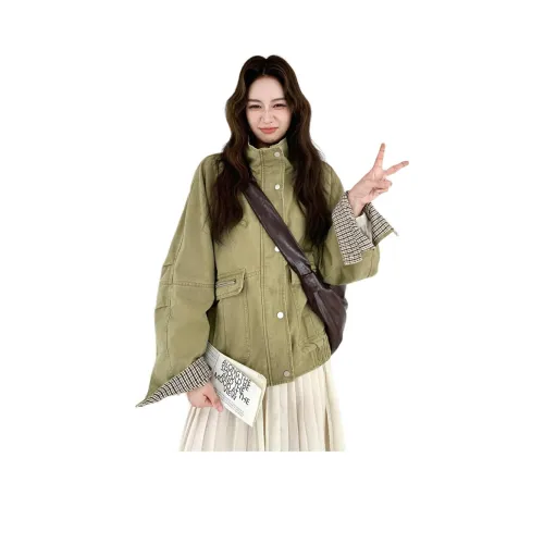 MEXICAN Оливково-зеленый Женские Джинсовые куртки