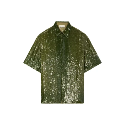 DRIES VAN NOTEN Зеленый Мужской Рубашки