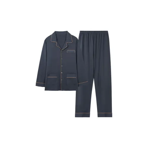 QIAOJIAREN Сланцево-серый мужской пижамный комплект