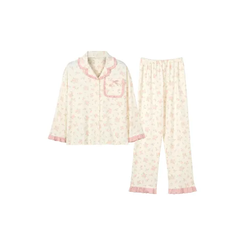 Qian Rise Розовый Цветочный Женский Пижамный Комплект