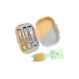 Jindai Dayi | Серый Желтый Градиент Отделка Ногти Защитный Набор из 6 Штук + Воздушная Амортизация Расческа