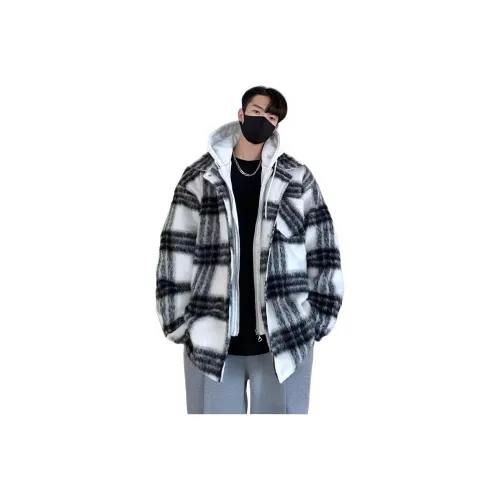 TONYBEAR Модный дизайн Подростки Клетка Отложной воротник Рубашка Куртка Мужская