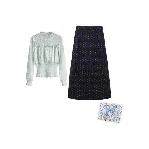 MARIE·COCO Светло-зеленый топ * 1 + Юбка * 1 Женские комплекты с юбкой