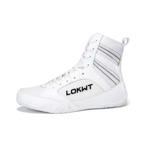 LOKWT Slip-resistant Abrasion-resistant High Top Training Shoes Men's White Gray LOKWT Противоскользящие Износостойкие Высокие Кроссовки для тренировок Мужские Белые Серые