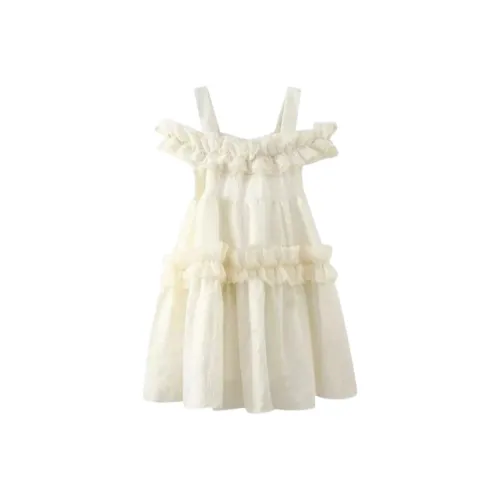 Wang Leshi Сливочный Женские Слип-платья