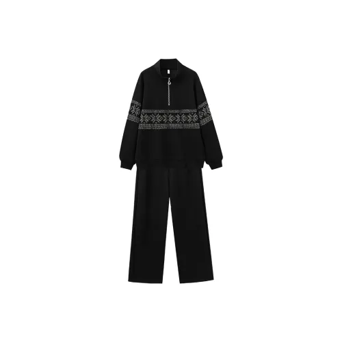 YUNFEIXIU Повседневный костюм воротник-стойка модный свободный крой утягивающий большой размер топ штаны двухкомпонентный комплект осенний женский