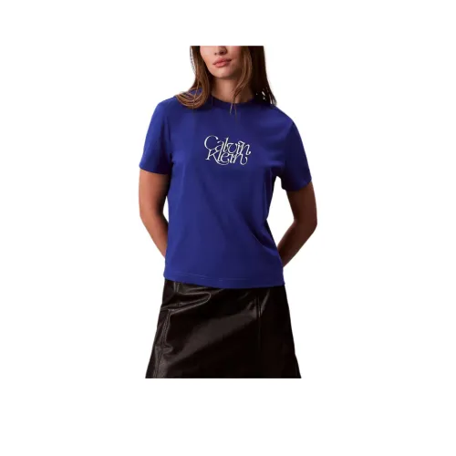 Calvin Klein Blue Women's T-Shirts Кальвин Кляйн Синий Женский Т-Рубашки