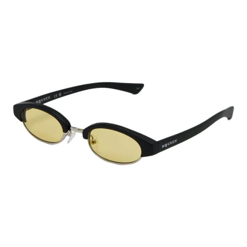 Alexander McQueen Ацетат OVAL SUNGLASSES Мужской Черный Желтый