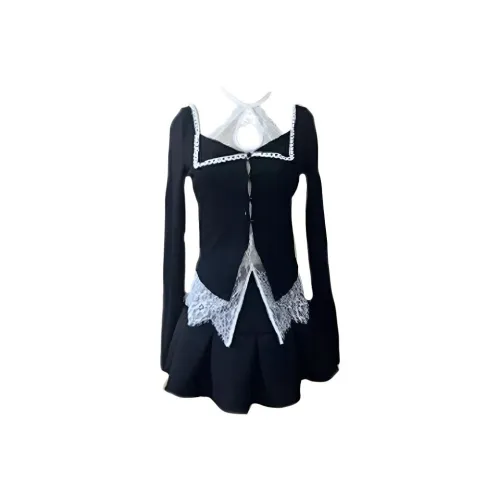 MO VOICE Черный Высококачественный Женские Комплекты с Юбкой