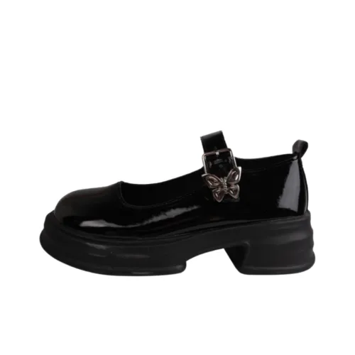 NX DOUGHNUT Грубый каблук Британский стиль визуально увеличивает рост Туфли Мэри Джейн Женские