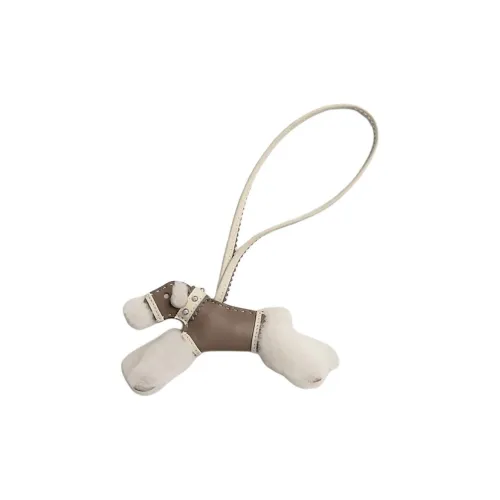 HERMES Budy Шерсть Сумка Аксессуар Женский Мел Белый и Олово-Серый