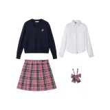 Зимний набор одежды для праздника Солнцестояния - Токио, Сибуя: юбка + рубашка + темно-синий свитер + галстуки-бабочки