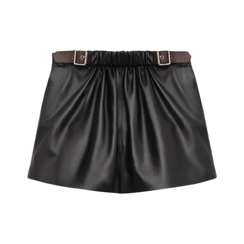 LOEWE FW25 Кожаные короткие юбки Женские