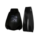 Черный (B Лошадь Прыжущая Тысяча Гор) + Черный (ME45 Улыбка Логотип Брюки Левый карман Этикетка)