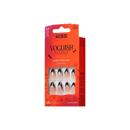 KISS NEW YORK Ghoul Friends False Nail Almond Black Jump Color French 28 шт