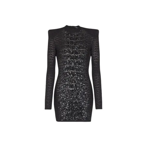 BALMAIN FW25 Длинное платье с длинными рукавами женское