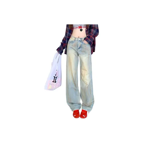 Glona Klio Желтые Грязные Унисекс Джинсы