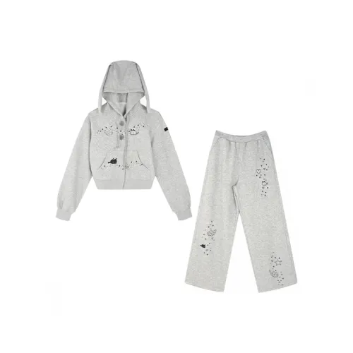 SISC Серый Куртка + Брюки Женские Повседневные Костюмы