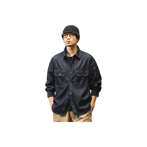 JIELEINUO Blue Men's Shirts JIELEINUO Синий Мужские Рубашки