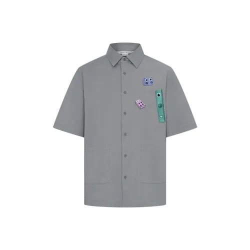 URBAN REVIVO Рубашка Мужская Светло-Серый