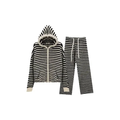 MEIJIAO Черные полосы [Одежда Sets] Женские Пижамные комплекты