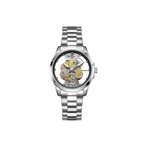 LANDU Кварцевый механизм ремешок из нержавеющей стали мужские часы циферблат с открытым механизмом