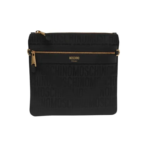 MOSCHINO Телячья кожа ткань детали курьерская сумка сумка через плечо мужская черная