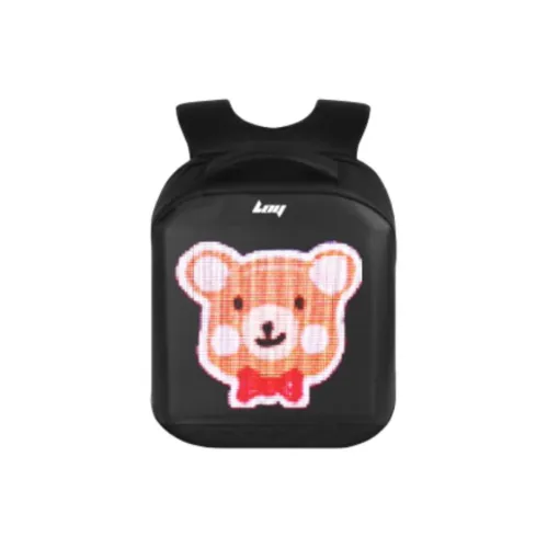 LOY Oxford Nylon Membrane Leather Backpack Unisex Black