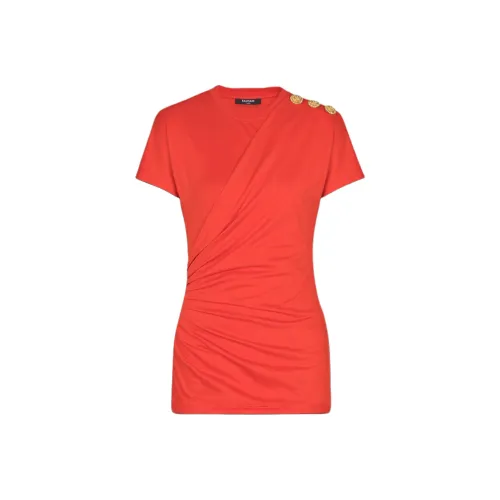 BALMAIN Red Women's T-Shirts BALMAIN Красные Женские Футболки