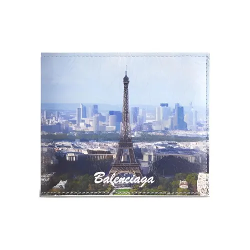 Balenciaga Cash Sheepskin Wallet Women's Blue Multicolor Баленсиага Кеш Шерпа Кошелек Женский Синий и Многоцветный