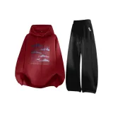 Бургундский (B Лошадь Прыжущая Тысяча Гор) + Черный (ME45 Улыбка Логотип Брюки Левый карман Этикетка)